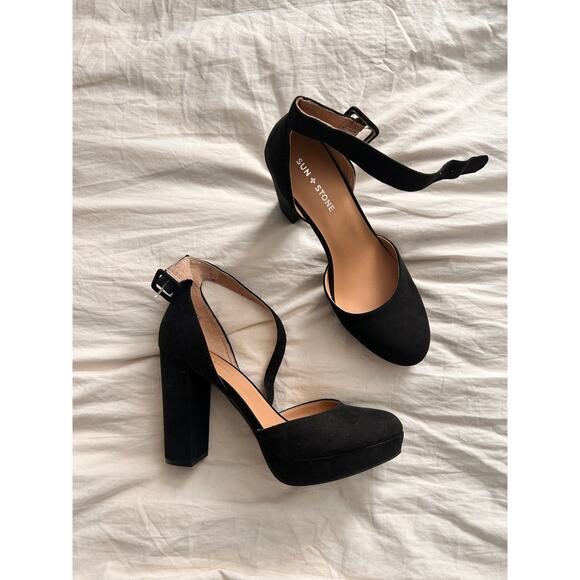 Black Suede Platform Heels - Picture 1 of 3